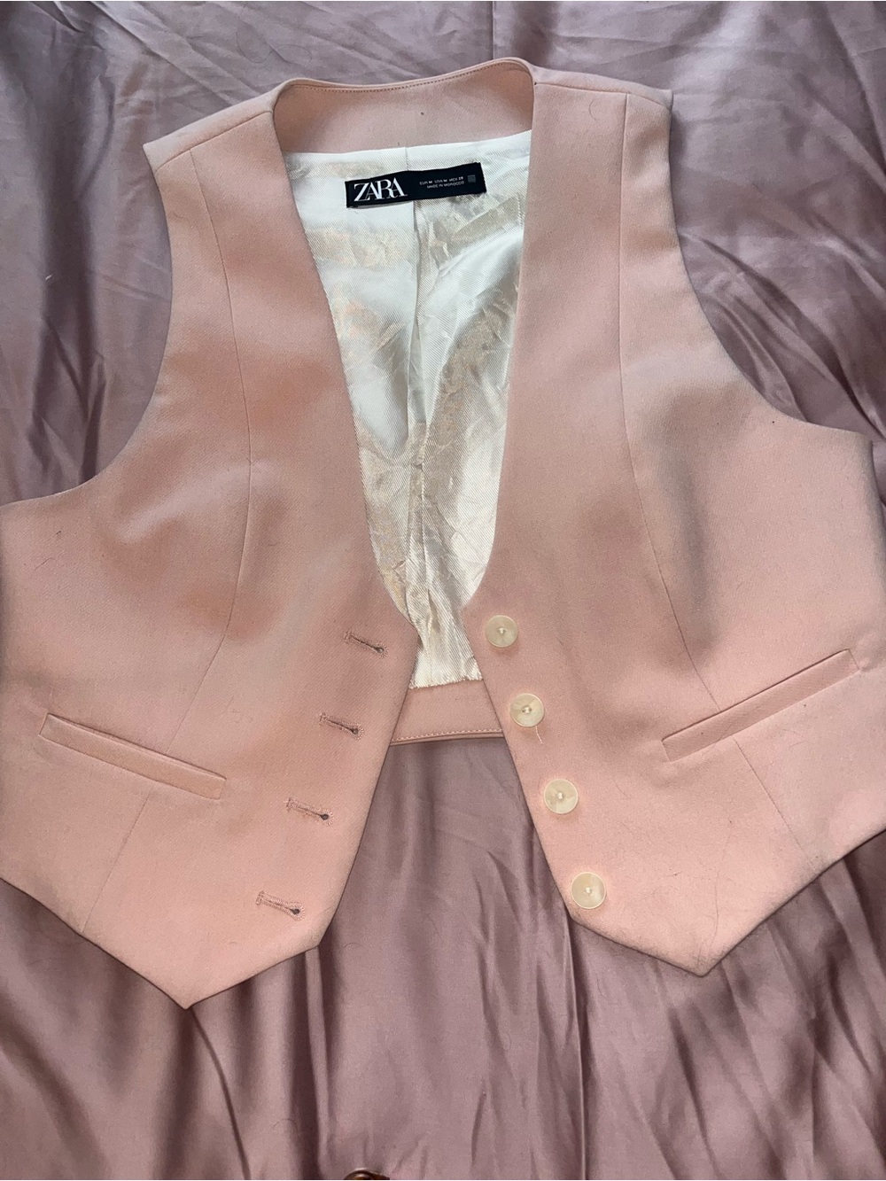 Zara Blush Pink Tailored Vest